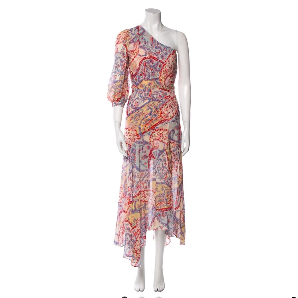 Veronica Beard Pink Orange Asymmetrical One-Shoulder Dress